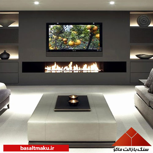 Using basalt stone in the TV wall - 11