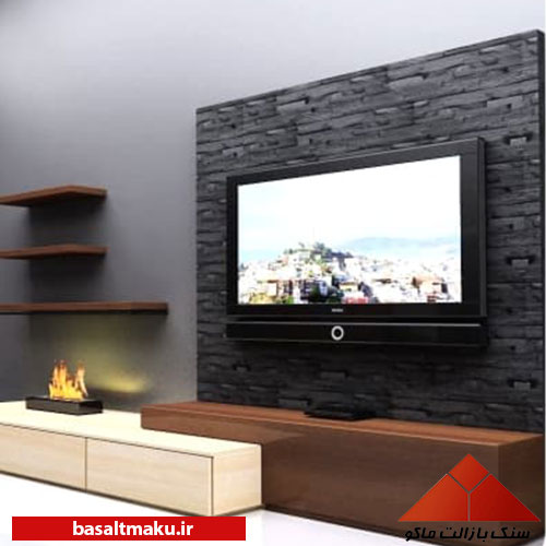 Using basalt stone in the TV wall - 4